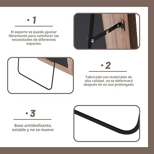 Miniatura 3 de Espejo arqueado de longitud completa con marco de madera maciza, 71 x 32 pulgadas, espejo de pared con soporte, colgante vertical, de pie inclinado