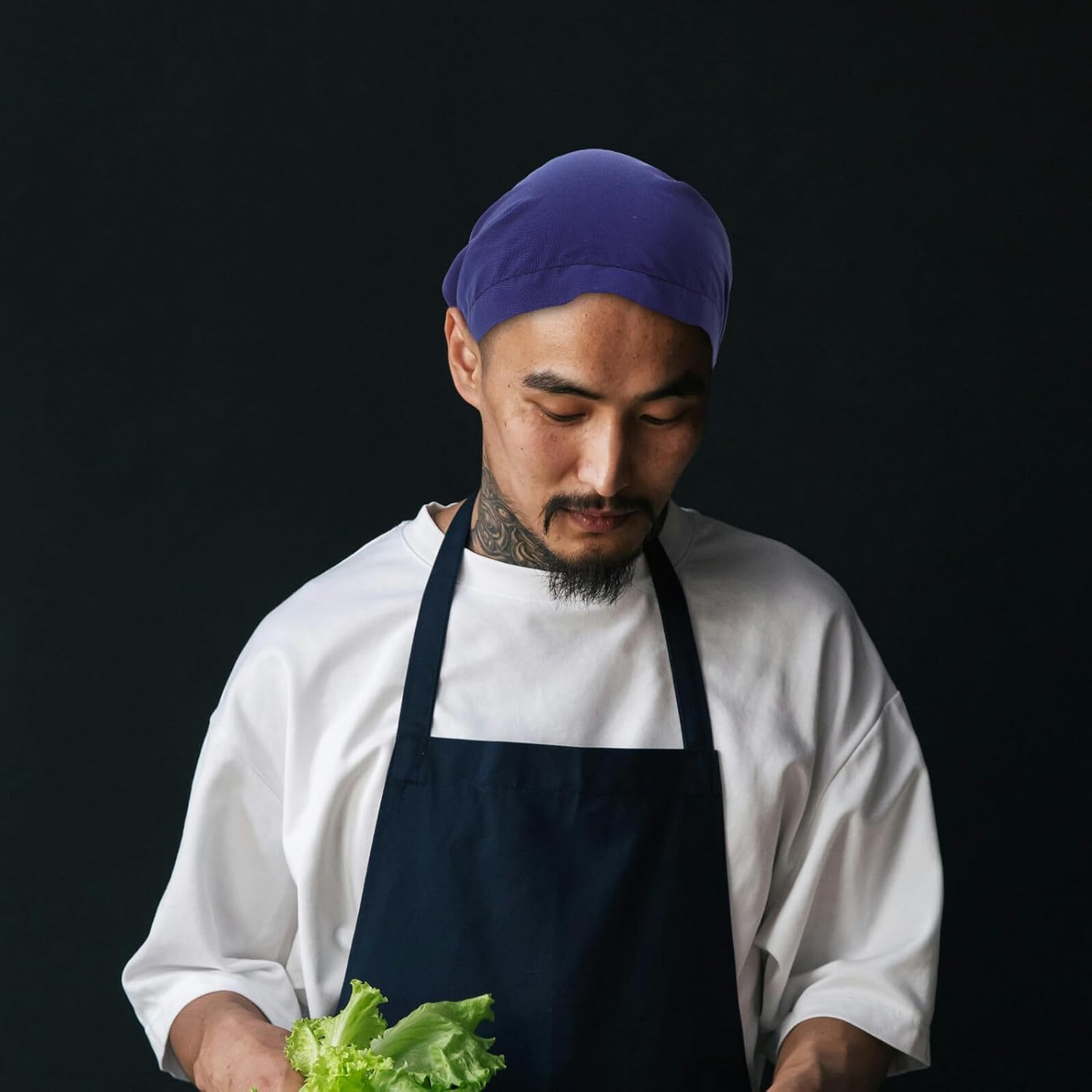 LIFKOME Japanese Style Sushi Chef Hat Beanie Cap Blue Adjustable Tie Breathable Work Hat for Restaurant Staff and Japanese Cuisine Kitchen