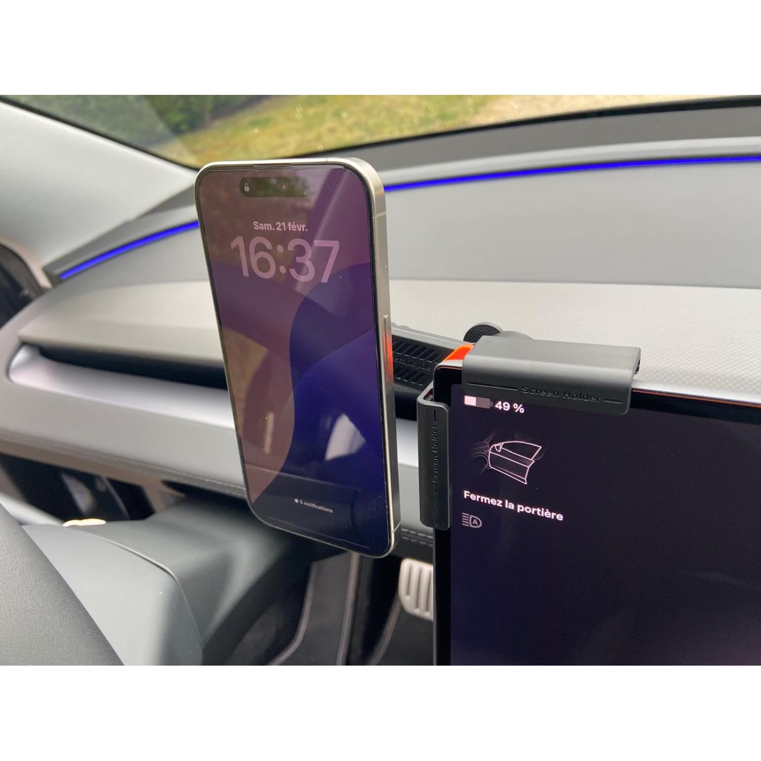 JAYM Tesla Model 3/Y/X/S - Supporto universale per iPhone, Samsung, Android - senza adesivo, anti-caduta, contabili MagSafe e ricarica a induzione