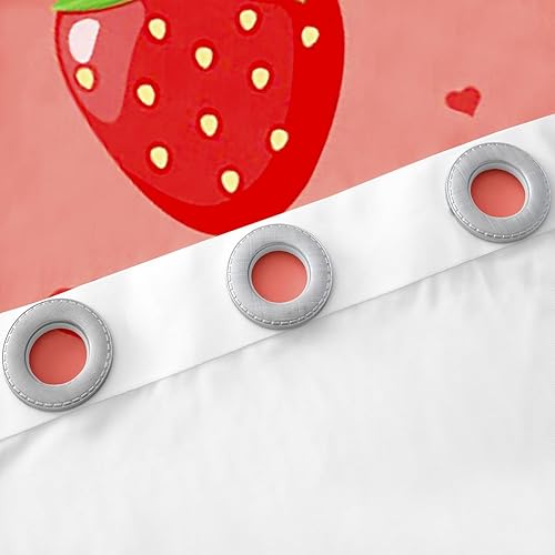 Miniatura 6 de Feelyou Cortinas opacas de dibujos animados con estampado floral de fresas Kawaii para sala de estar, niños, con estampado floral de fresa, cortinas