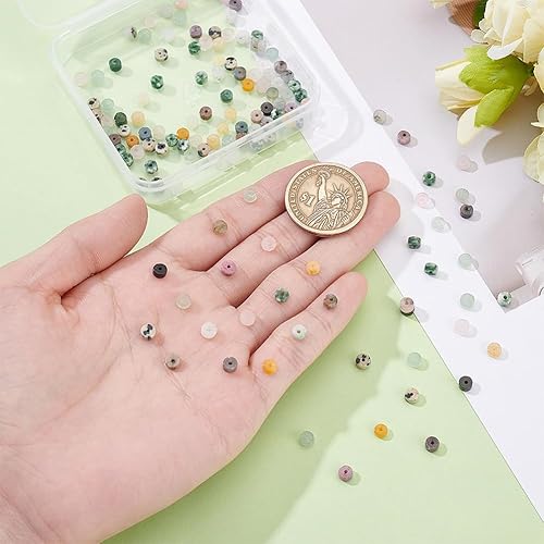 Miniatura 3 de NBEADS 160 cuentas de piedra natural Heishi de 8 tipos cuentas espaciadoras de disco cuentas planas redondas de piedra sueltas para pulseras aretes