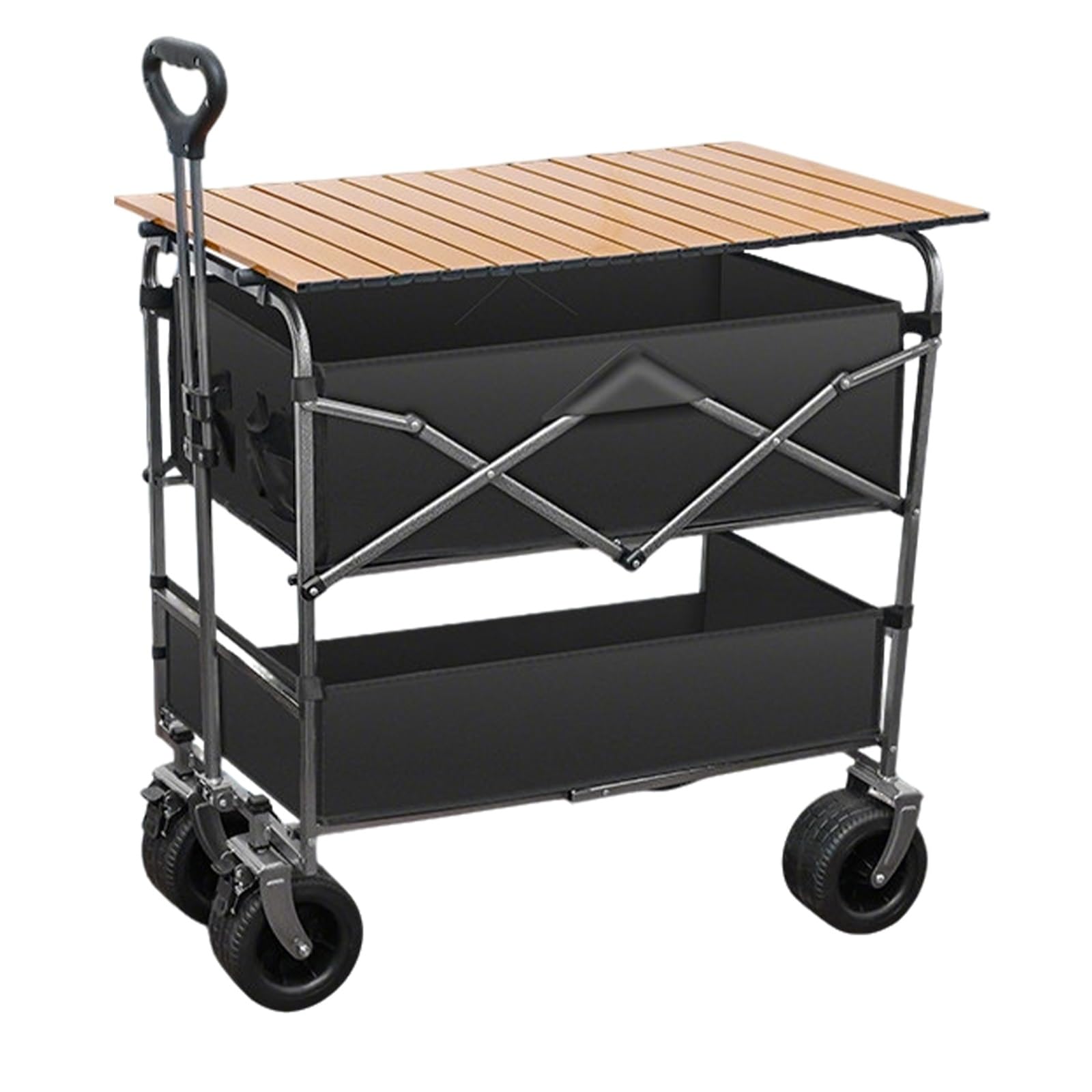 Foldable Vendor Cart Wagon with Detachable Table Top Collapsible Outdoor