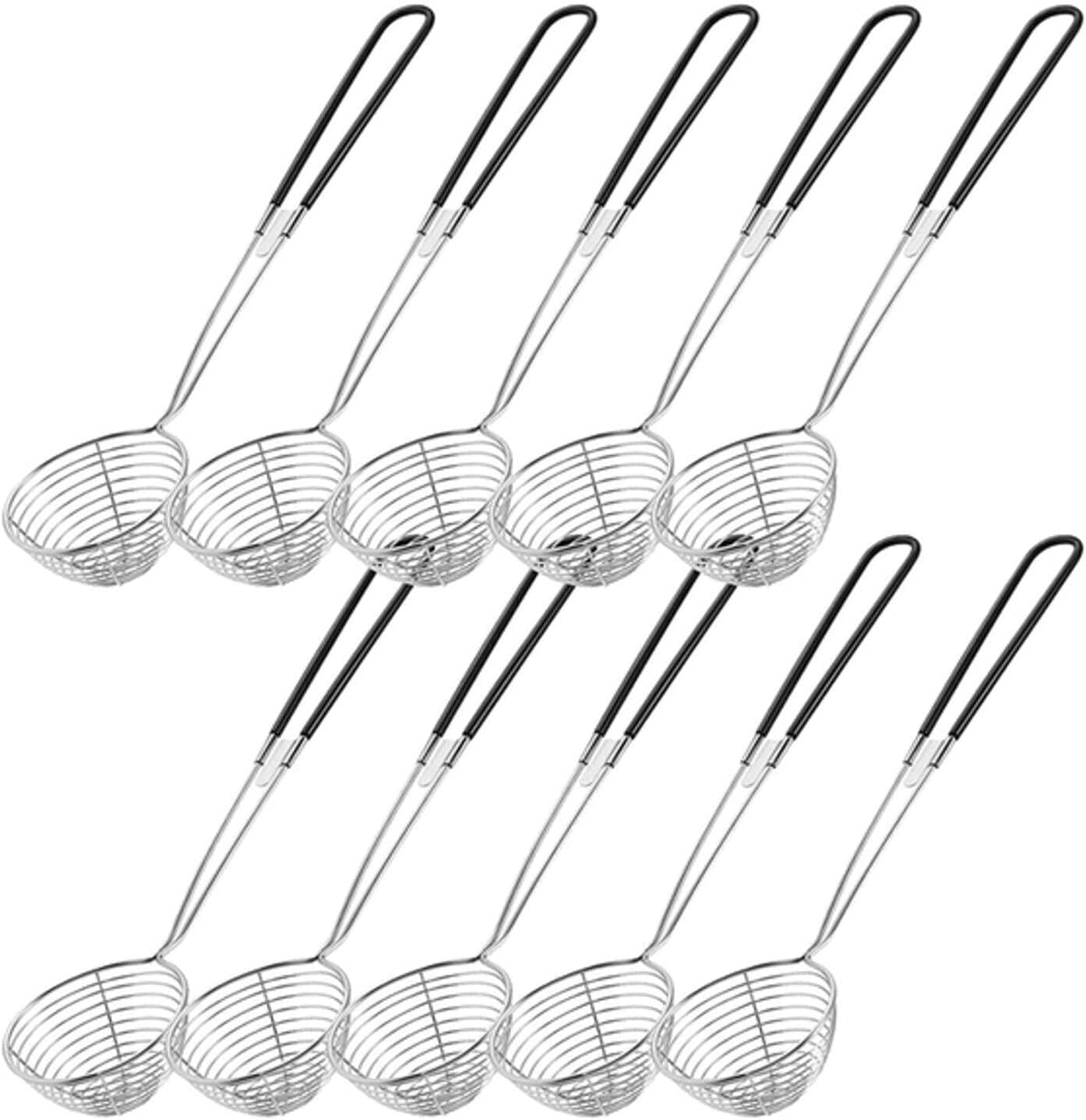 Colador De Cocina Filtros de Alimentos Tamiz de colador de Acero Inoxidable, Cuchara de Skimmer de Alambre con Mango for Olla Caliente Comiendo Sopa Drenaje Escurridor Pasta(10pc)