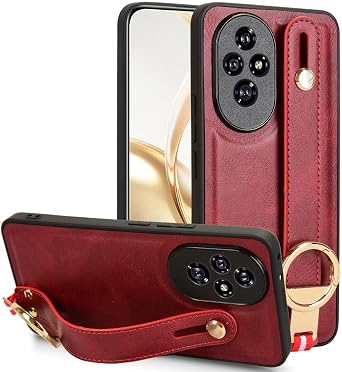 Case for Honor 200 Pro 5G, [Wristband] + [Keychain] Multifunctional Honor 200 Pro 5G Phone Case, PU Leather Comfortable Feel Non-Slip Combination Phone Cover for Honor 200 Pro 5G Red