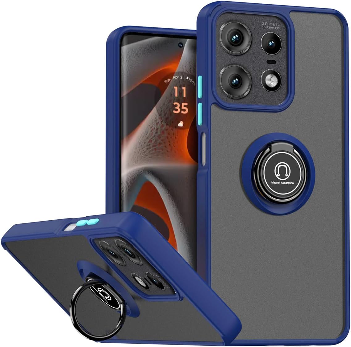 QUIETIP Case for Motorola Edge 50 Pro 5G,Magnetic Ring Car Stand Silicone Translucent Matte Drop Protection Cover,Red