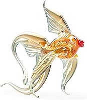 Vista 4 de Peces de vidrio de uranio hechos a mano – Figura de farol brillante, colección reactiva con luz UV