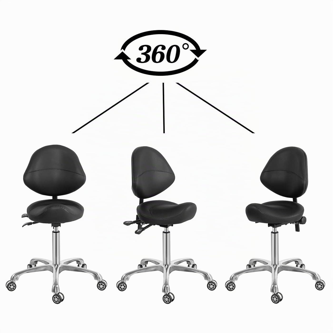 Sattelhocker mit Rückenstütze, hydraulischer Drehgelenk, verstellbarer Hocker für Salon, Spa, Massage, Klinik
