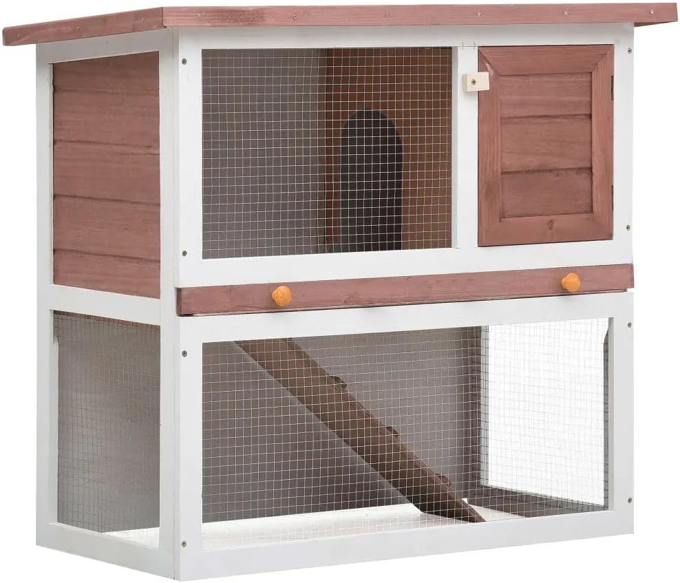 Outdoor Rabbit Hutch 1 Door Brown Wood 170832