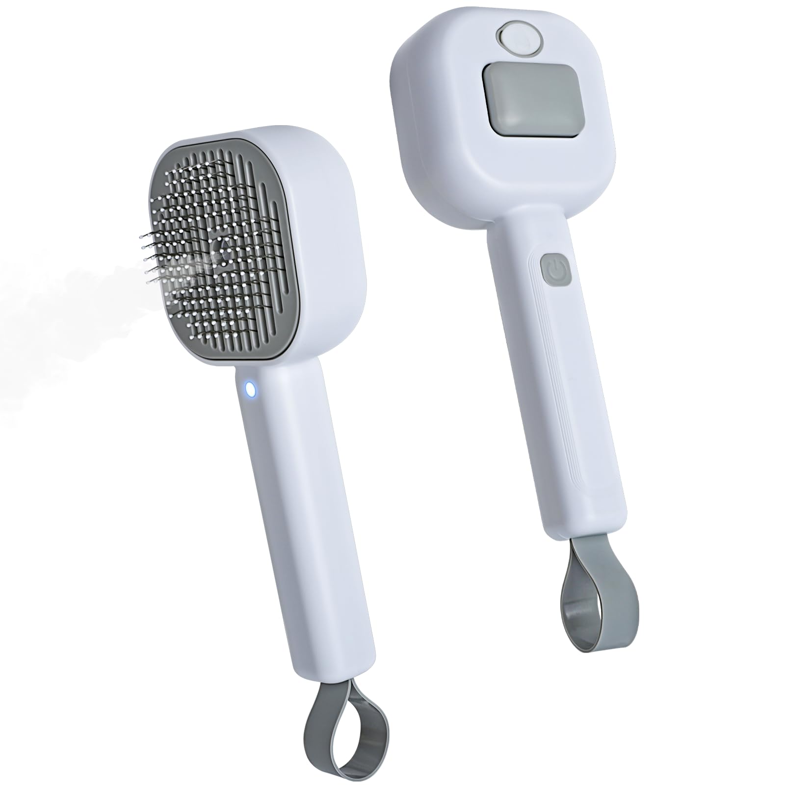 Cozary 4 in 1 Spazzola a Vapore per Gatti e Cani con Pulsante di Rilascio,Ricaricabile Spazzola Vapore con Lampada Antifungina per Massaggi Cura Depilazione,per Peli Lunghi e Corti Gatti Cani Conigli