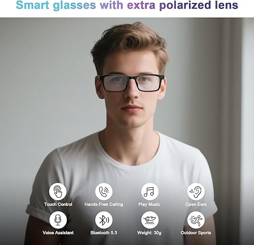 Miniatura 2 de Lentes inteligentes para mujeres y hombres, gafas de luz azul Bluetooth con lentes de sol polarizadas UV400 adicionales, compatibles con