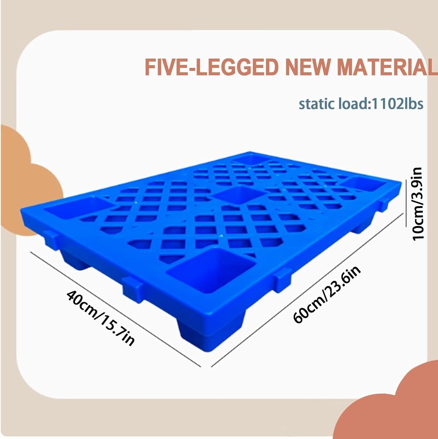 6 Plastic Pallets, Lightweight Blue Polyethylene Pallets, Nestable Interlocking Design, Waterproof, Ventilated and Breathable, Suitable for Garages, Basements, Warehouses