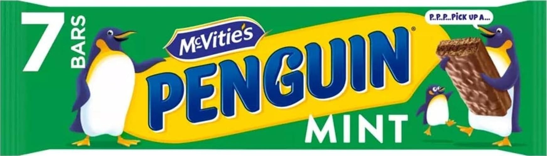 Mcvitie's Penguin Chocolate And Mint Flavour Cream Filled Biscuit Bars 7 X 24.6G (172.2G)