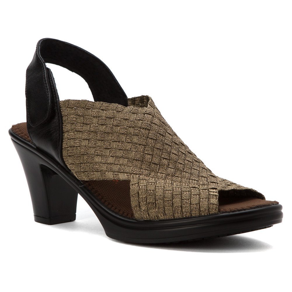 Bernie Mev Women's Beatrice Bronze Heels – Peep-Toe Slingback With Memory Foam, Size 37 M