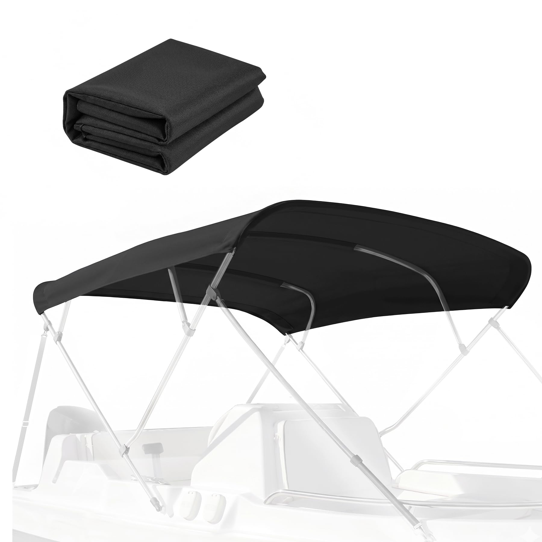 4 Bow Bimini Top Replacement Cover for Boats, Heavy Duty Waterproof Marine Canvas Sun Shade Boat Canopy, Fits 85–90" Width,Replacement Top Only (Frame Not Included)