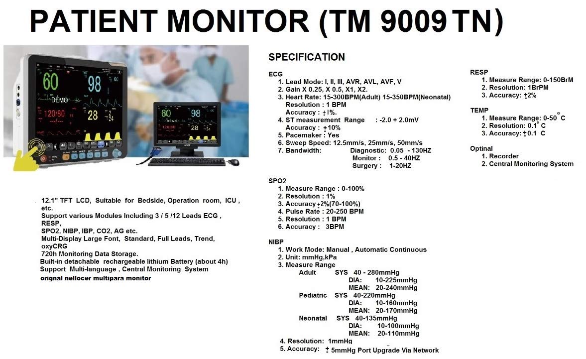 Carditabs Multipara Patient Monitor 12.1 TOUCH SCREEN
