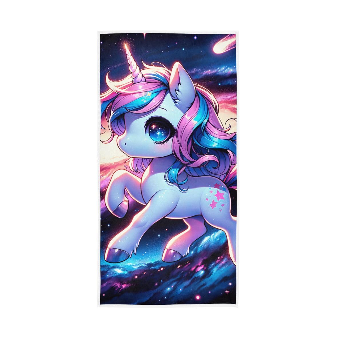 LSRCPD Cute Unicorn on Galaxy Hand Towel Soft Washcloths Soft Towels 15 x 30 Inch
