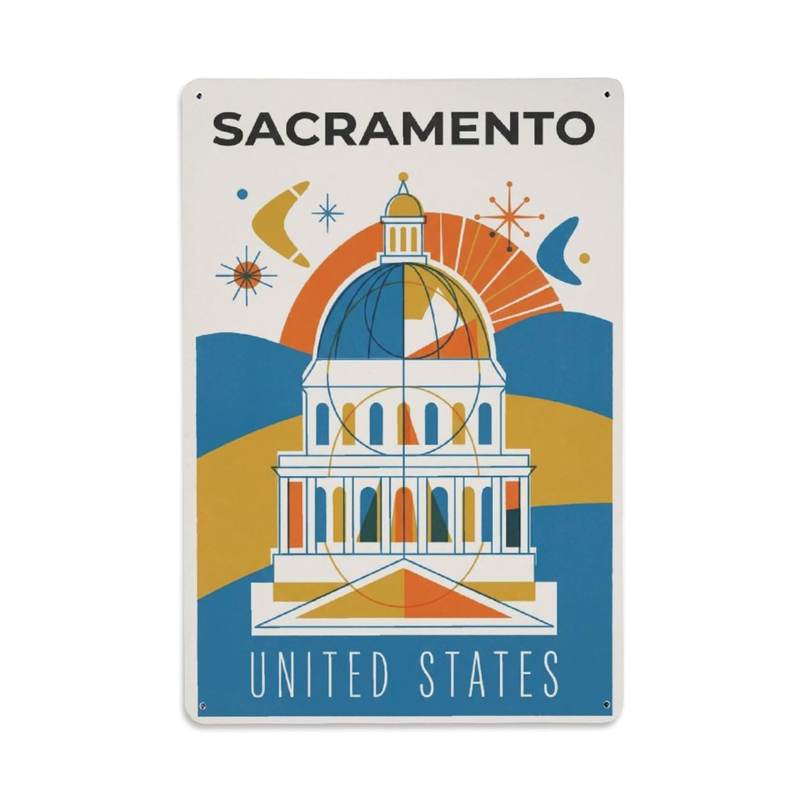 Xanthor Style Travel United States Sacramento Metal Tin Sign