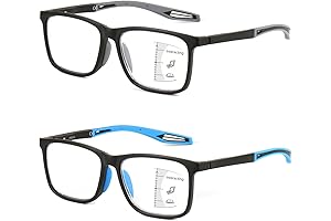 Missfive 2 Pack Multifocus Anti Blue Blocking Multifocal Reading Glasses