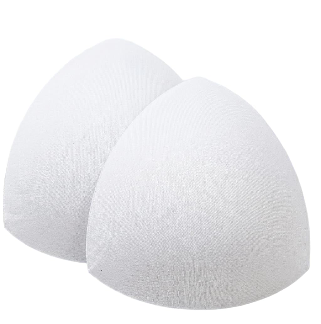 Women's Cotton Triangle Bra Pad Inserts Removable Cups White 1 Pair-image-49