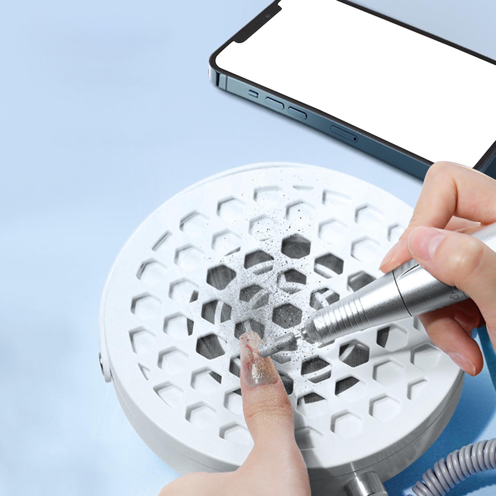 Collecteur de poussière d'ongles - avec 30 filtres portable 0-6000 tr/min - Collecteur de poussière à ongles avec poignée - pour manucure, pédicure, techniciens débutants, salon, maison, table de