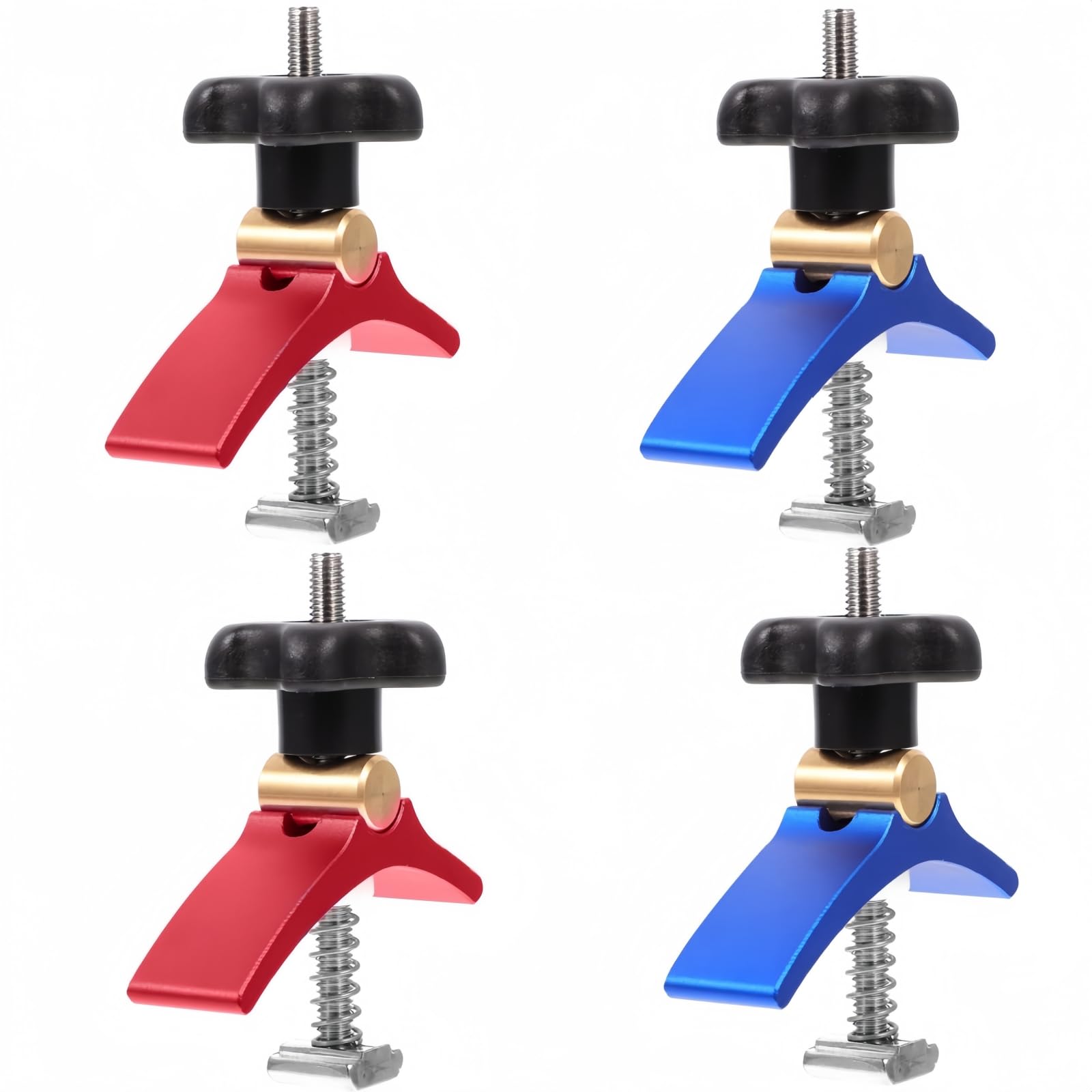 4-Pack T-Track Hold Down Clamps, Aluminum CNC Router Clamp of Strong Grip for Woodworking, Engraving and Milling, Compatible with T-Slot Worktable
