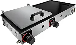 Chapa Gás Lanche Hamburguer 2 Bocas 30x70 Com Abafador Prensa