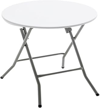BTEXPERT White 24" Round Plastic Folding Table Commercial Portable for Picnic Party Camping Banquet Card Dining Wedding Event Home Indoor Outdoor