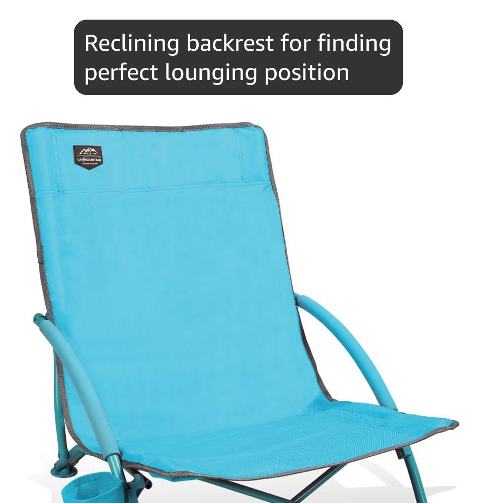 Amazon.com: LANMOUNTAIN 2 Pack Low Beach Chair,Folding Recliner