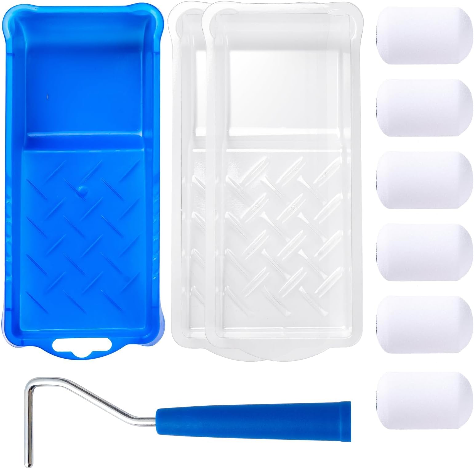 Foam Paint Roller, 2 Inch Mini Roller Kit 10 Pack for Wall, Door, Cabinet - High Density Covers, Tray With Liner, Frame