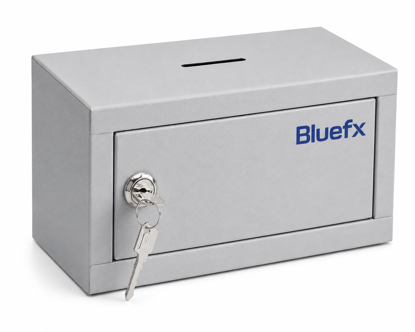 metal coin box with secure key lock, silver, 28x13x13 cm | gullak, mony bank , locker