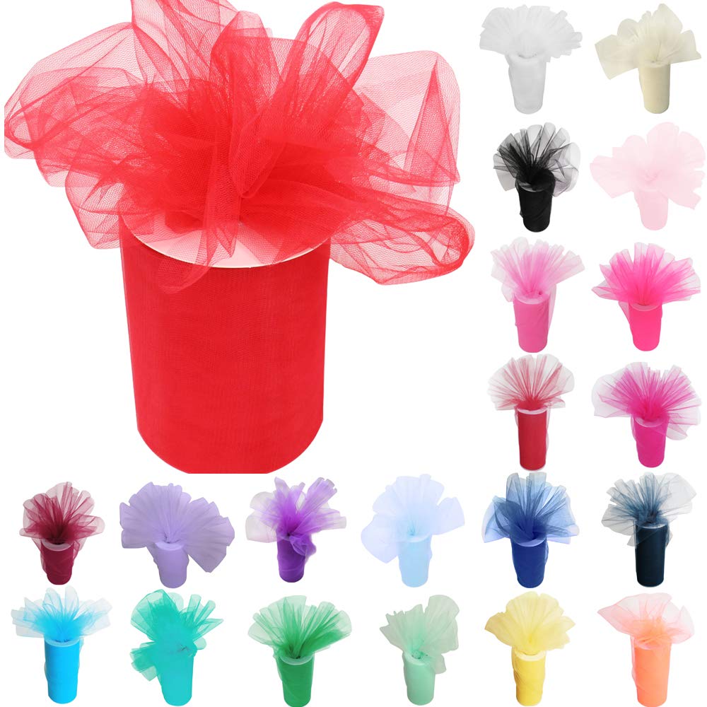Time to Sparkle 6 Inchs x 100yards/300FT Tulle Roll Spool Tutu Party Birthday Wraping Crafts Bridal Bow Skirt Wedding Decor, Coral