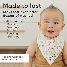Copper Pearl 4 Pack Soft Cotton Baby Bibs for Drooling and Teething, Absorbent Drool Bibs for Baby Girl and Boy, Adjustable to Fit Newborns to Toddlers, Tons of Styles (Bailey)