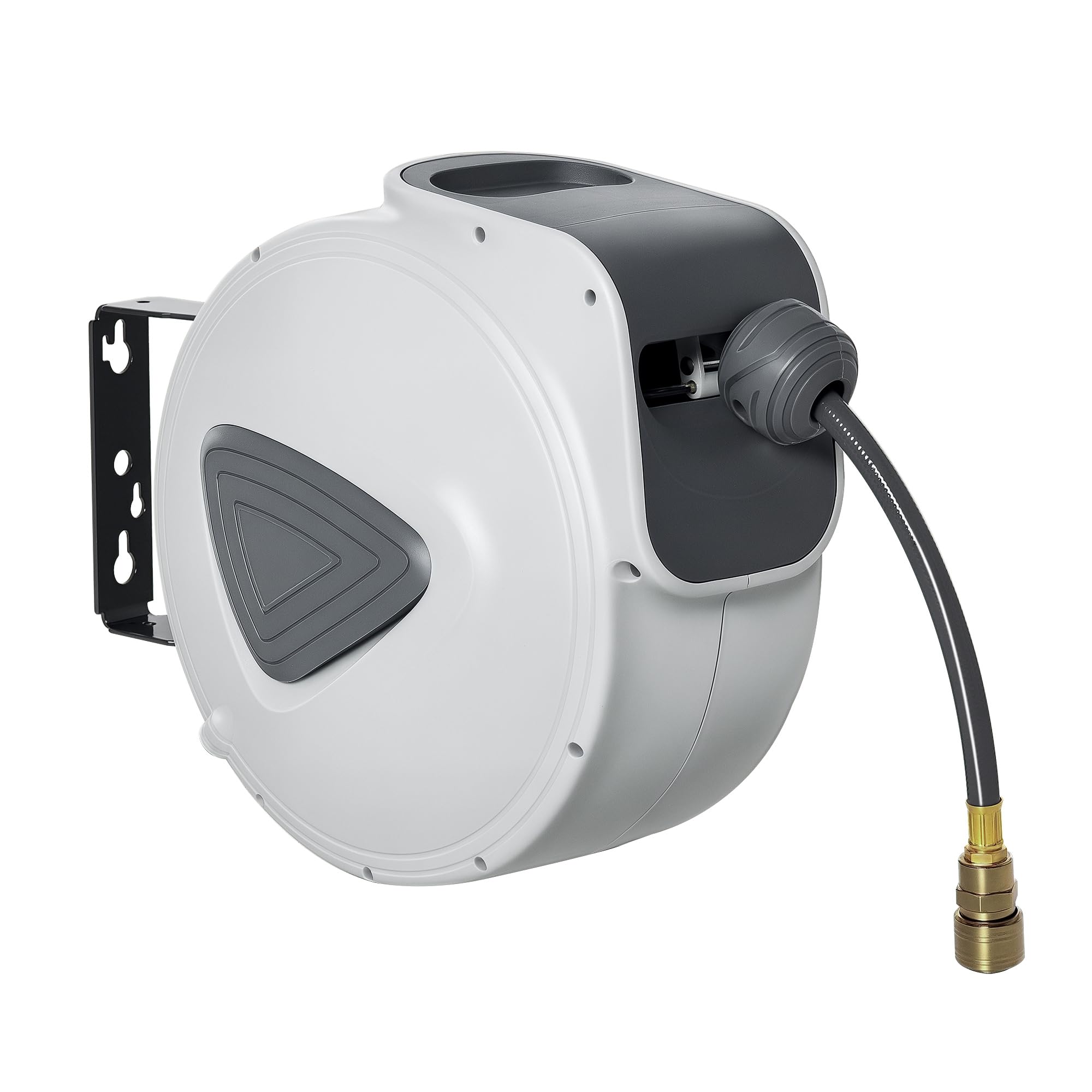 DURHAND Carrete de Manguera de Aire Comprimido Automático de 20 m Conector de 1/4'' BSP con Soporte para Pared Giratorio 180° Diámetro Interno 3/8'' (9,5x15 mm) Gris