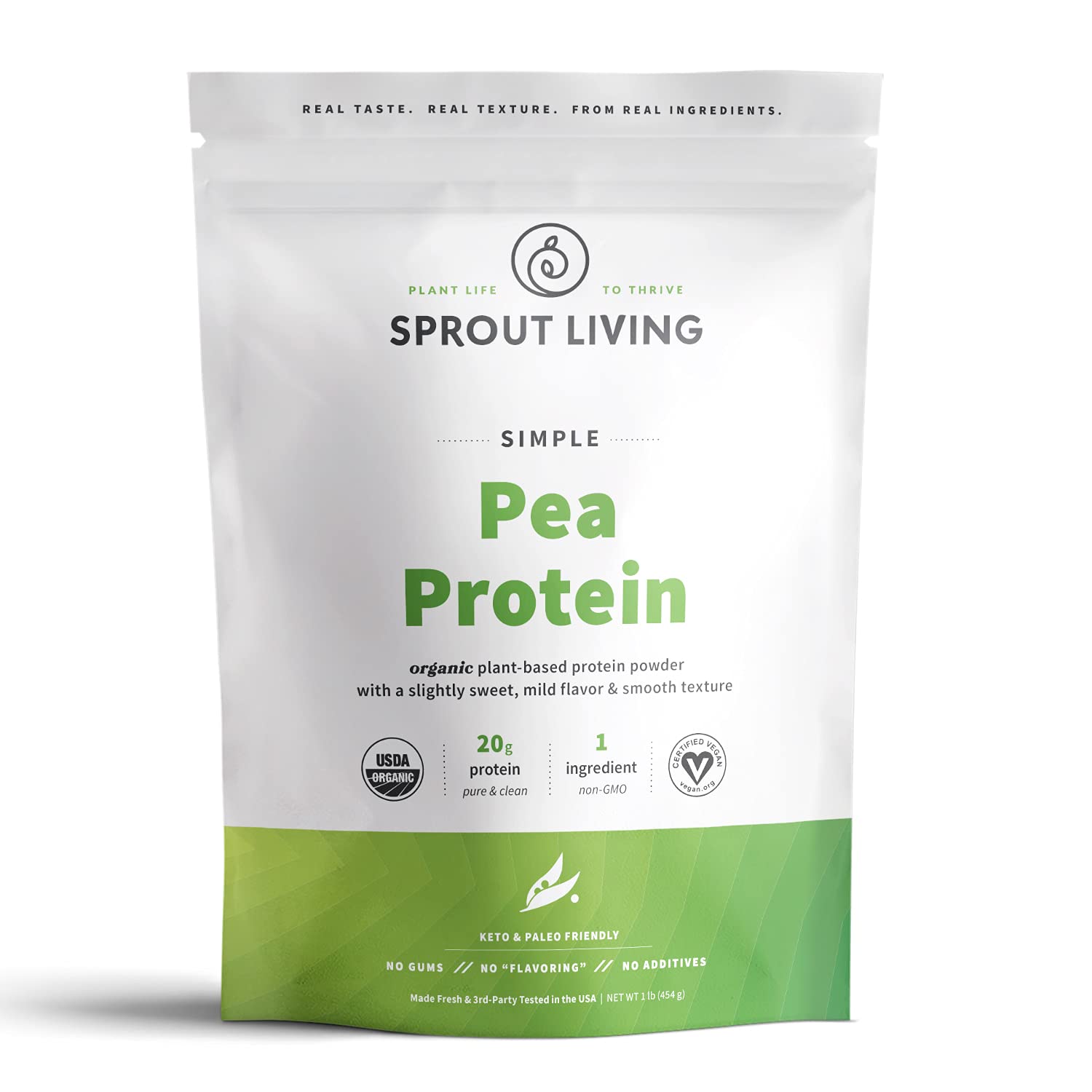 Sprout Living Organic Pea Protein Powder, 20 Grams of Plant Based