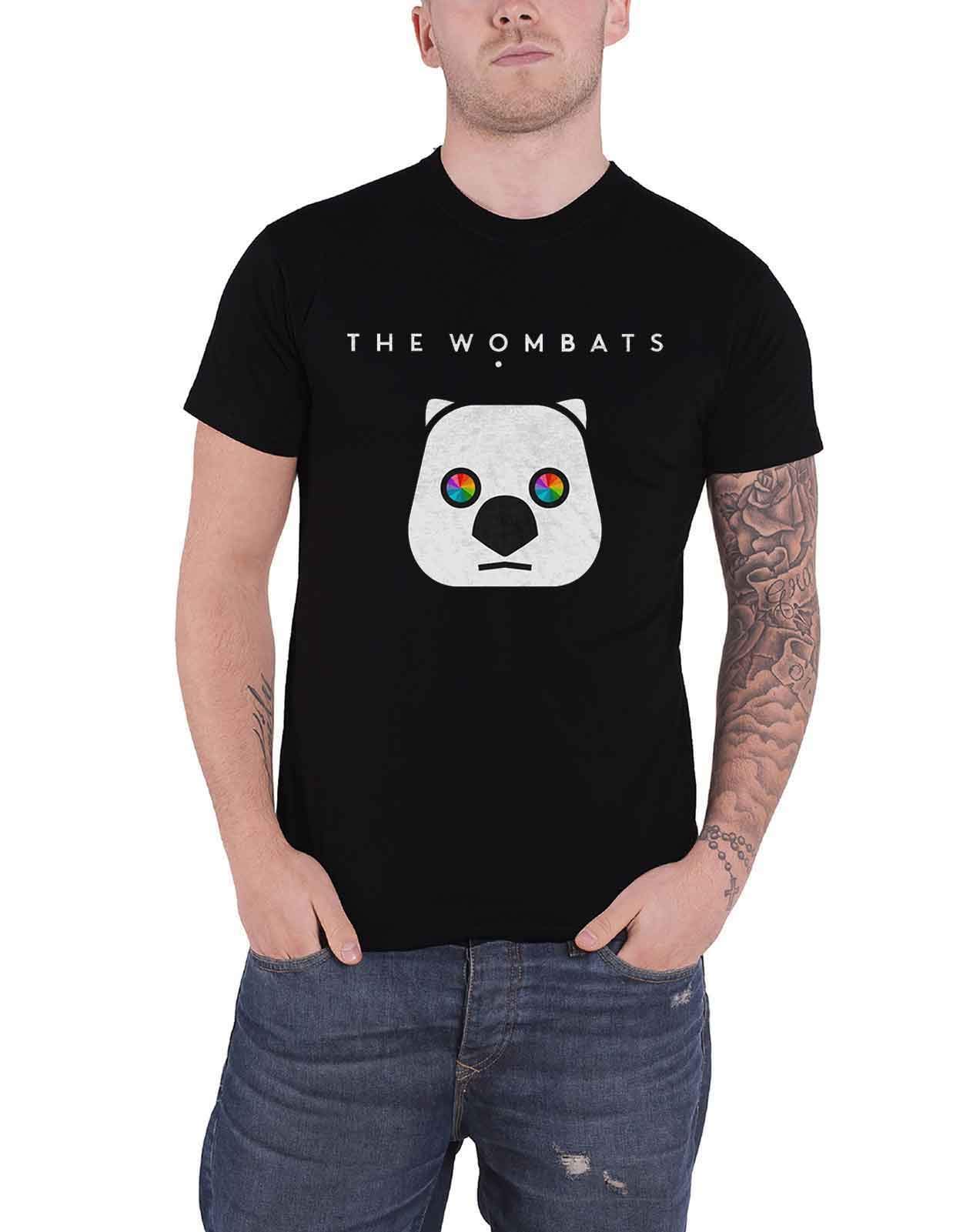 The Wombats Men's Black T Shirt Rainbow Eyes Band Logo Official Xl