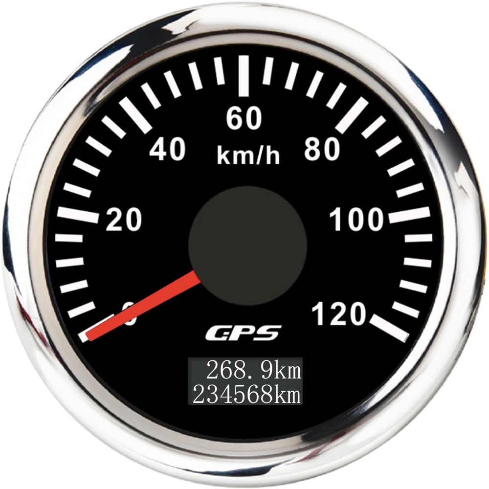 ELING 52mm GPS Speedometer 0-120km/h Odometer with 7 Colors Backlight 12V 24V for Ships Yachts