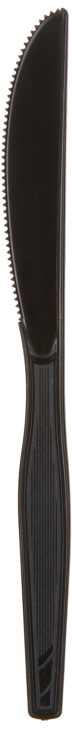 Dixie KM53C7 Medium Weight Polystyrene Knife, Individually Wrapped, 7" Length, Black (Case of 1000)