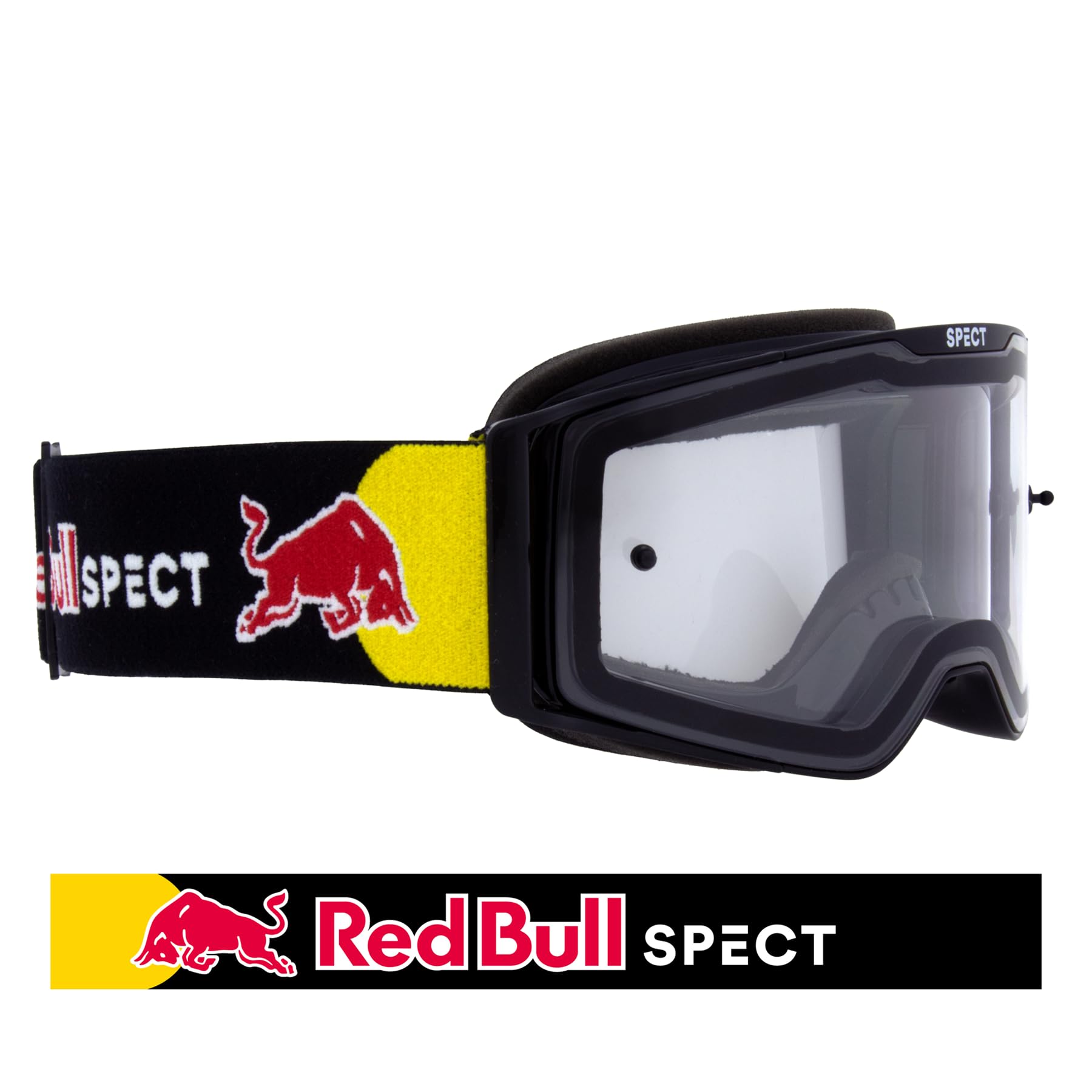 Red Bull Spect Torp MX okulary przeciwsłoneczne z czarną oprawką z połyskiem, czarno-kolorowe, przezroczyste soczewki dwuwarstwowe