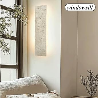 Rectangle Yellow Travertine Wall Light Fixture Sofa Background Wall Mounted Lamp Nordic Natural Style Wall Sconces Hardwired Sconce for Living Room Bedroom Restaurant Cloakroom Dining Room [Energy Class A+++]