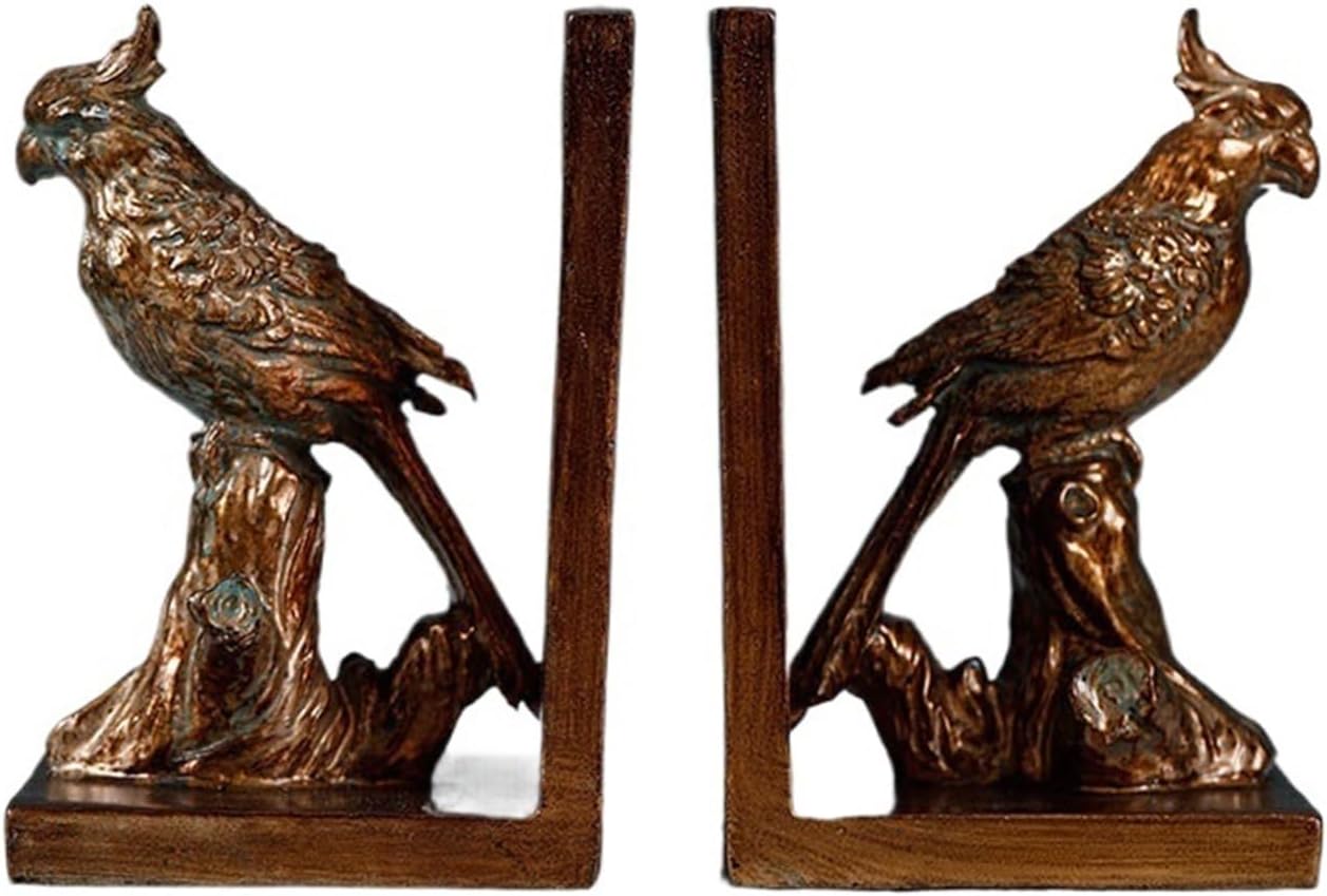 Book Ends Bookends Book End Artwork Parrot Bookends Decoration Resin Decorative Book Stopper Binder and Dividers Study Office Bookends Book Ends for Shelves