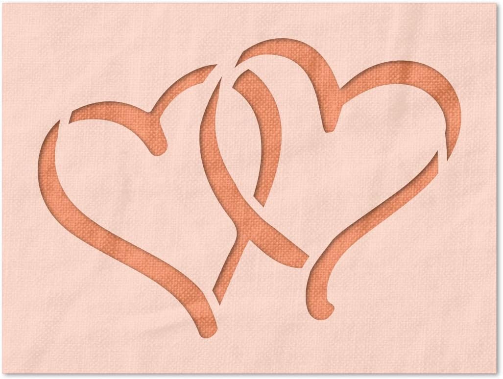 Stencil Stop Interlocking Hearts Stencil - Reusable for DIY Projects, Painting, Drawing, Crafts - 14 Mil Mylar Plastic (18 x 12.75 inches)