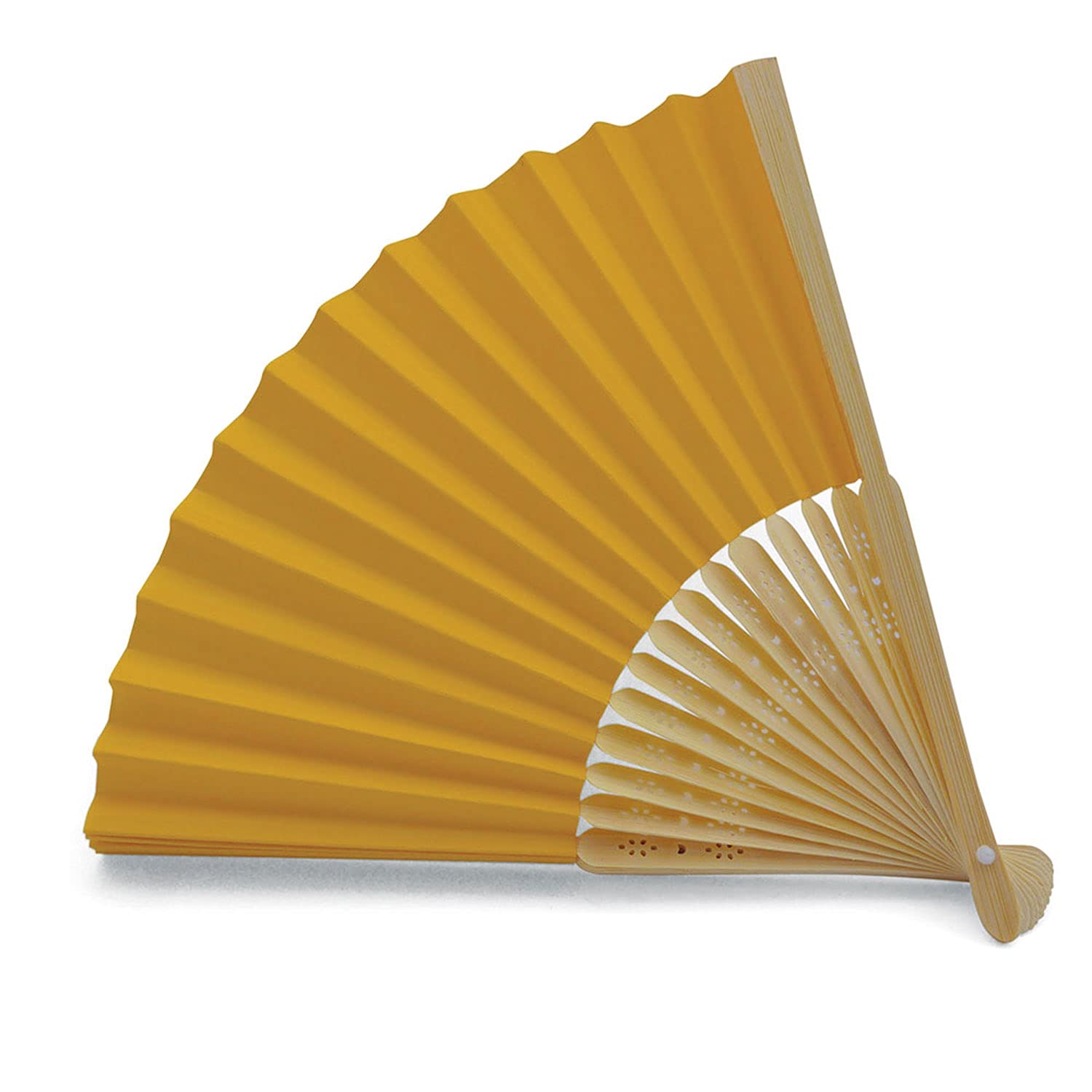 OLILLY - 50 Orange Paper and Bamboo Fans for Guests - Wedding, Party, Outdoor Event... (Orange, 50 Fans), 50 Eventails - Image 3