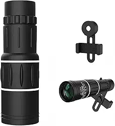 Telescópio monocular de alta potência 16 x 52 para observação de pássaros, shows, viagens e fotografia – leve, óptico multirevestido para visualizações claras, suporte de telefone incluído