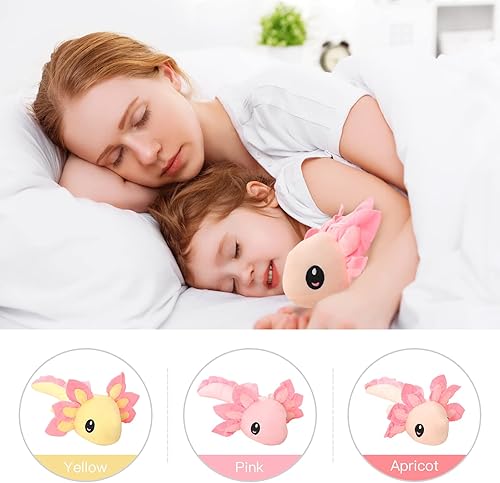 Miniatura 5 de funnykitten 1 juguete de peluche Kawaii de ajolote, suave almohada de peluche, lindo regalo de ajolote suave para niños y niñas (rosa)