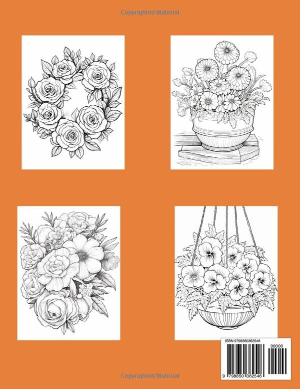 101 relaxing flowers adult colouring book: Great Gift for Nature Lovers, Moms, Women, and Seniors image 3