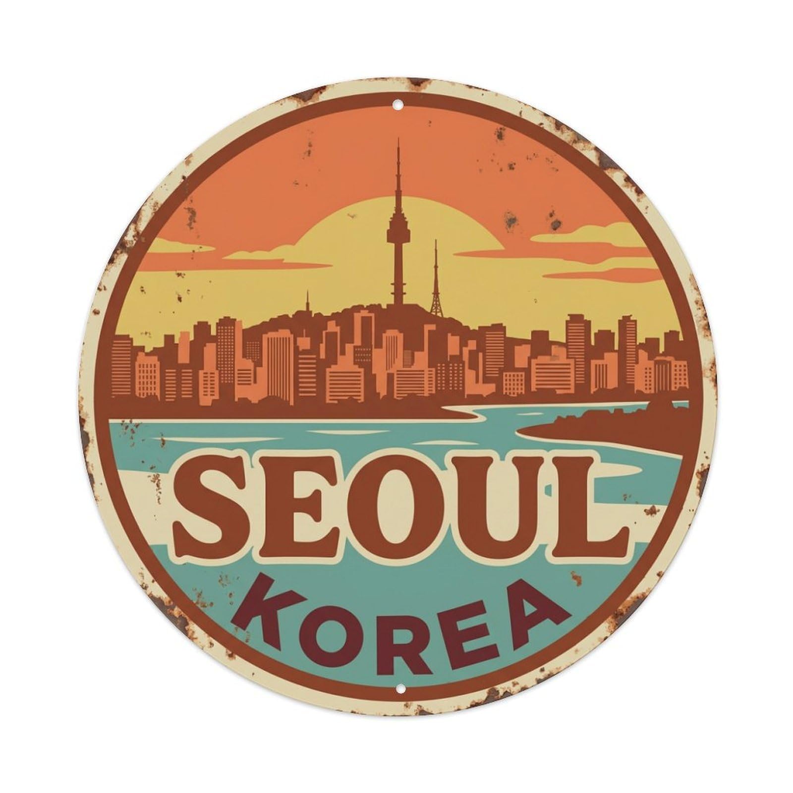 Metal Tin Sign Vintage Travel Seoul Korea