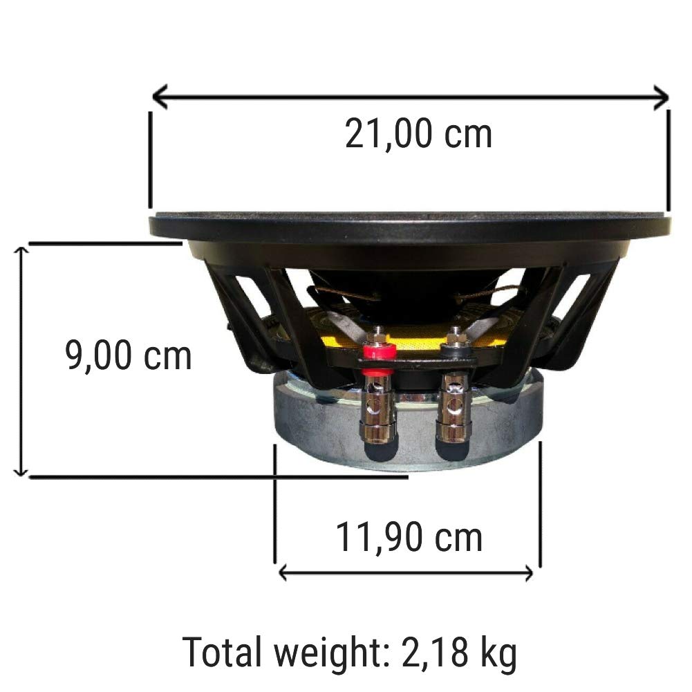 1 MASTER AUDIO PA08/8 Altavoz 20.00 cm 200 mm 8" 240 vatios rms 480 vatios MAX impedancia 8 ohmios con sensibilidad 92 db Negro, 1 Pieza