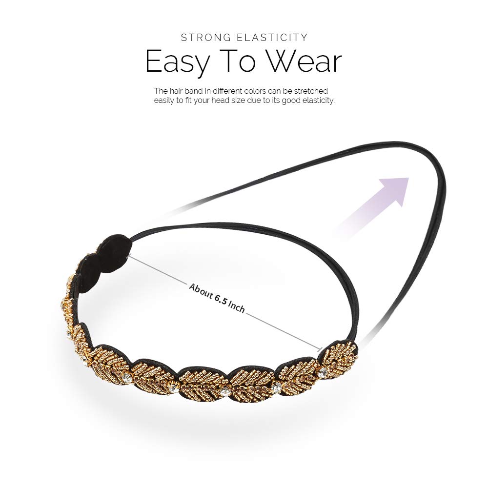 Teenitor 5Pcs Elastic Rhinestone Beaded Headbands, Jeweled Head Bands for Women's Hair, Hair Headbands Hat Bands for Women Girls - Image 2