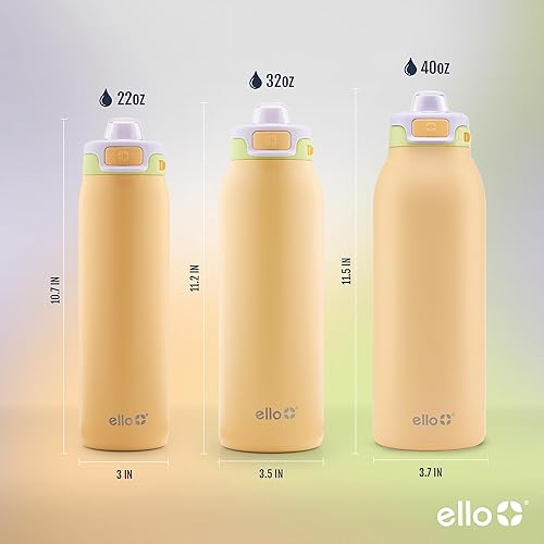 Miniatura 6 de Ello - Botella de agua Pop & Fill, acero inoxidable, tecnología llenado rápido, metal con aislamiento al vacío de doble pared, tapa antifugas, sin