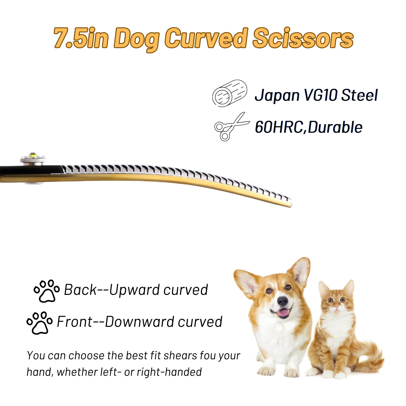 7.5 Zoll Professionelle Haustier gebogene Chunker Schere 25 Grad Biege Gold High-End Groomers Schere 35 Zähne, Verdünnung Rate 65%